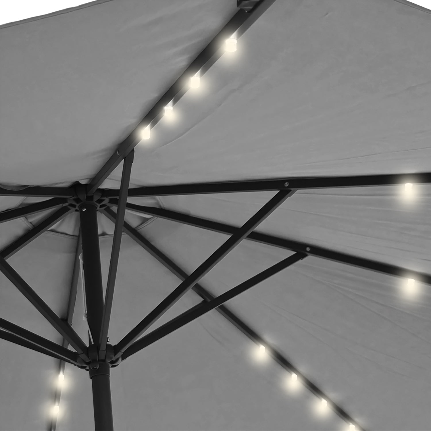 VESTIAMO CASA GIARDINO - Ombrellone da giardino con 32 LED e Pannello Solare Grigio diametro 3 metri